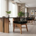 Πολυθρόνα Elaiza pakoworld teak ξύλο και συνθετικό σχοινί σε φυσική-μαύρη απόχρωση με μαξιλάρι 58x60 - Image 3