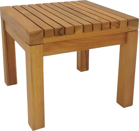 343-000009 Τραπεζάκι ξαπλώστρας Poly pakoworld teak ξύλο σε φυσική απόχρωση 35x35x30εκ - Image 1