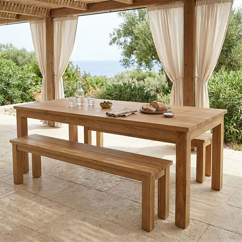 343-000015 Τραπέζι Wooly pakoworld teak ξύλο σε φυσική απόχρωση 220x90x75εκ - Image 1