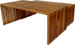 Τραπέζι Tinnie pakoworld σετ 2τεμ teak ξύλο σε φυσική απόχρωση - Image 3