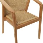 Πολυθρόνα Granny pakoworld teak wood και συνθετικό σχοινί σε φυσική απόχρωση 60x60x82εκ