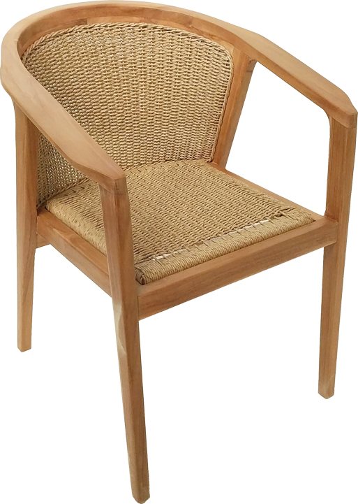 343-000034 Πολυθρόνα Granny pakoworld teak wood και συνθετικό σχοινί σε φυσική απόχρωση 60x60x82εκ - Image 1