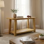 Κονσόλα Decoza pakoworld teak ξύλο σε φυσική απόχρωση 140x40x80εκ