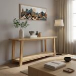 Κονσόλα Decoza pakoworld teak ξύλο σε φυσική απόχρωση 200x40x80εκ