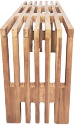 Παγκάκι Zen pakoworld teak ξύλο σε φυσική απόχρωση 90x30x48εκ - Image 3
