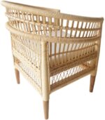 Πολυθρόνα Necorian paakoworld teak ξύλο με pe rattan σε φυσική απόχρωση και λευκό μαξιλάρι 80x70x87ε - Image 2
