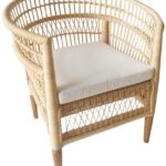 Πολυθρόνα Necorian paakoworld teak ξύλο με pe rattan σε φυσική απόχρωση και λευκό μαξιλάρι 80x70x87ε