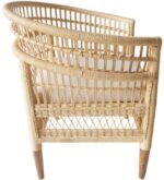 Πολυθρόνα Necorian paakoworld teak ξύλο με pe rattan σε φυσική απόχρωση και λευκό μαξιλάρι 80x70x87ε - Image 3