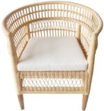 Πολυθρόνα Necorian paakoworld teak ξύλο με pe rattan σε φυσική απόχρωση και λευκό μαξιλάρι 80x70x87ε - Image 4