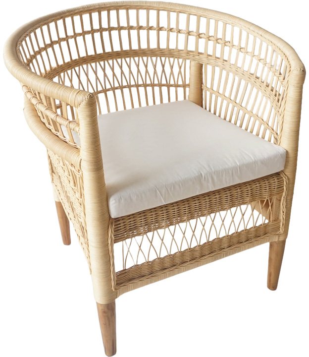 343-000090 Πολυθρόνα Necorian paakoworld teak ξύλο με pe rattan σε φυσική απόχρωση και λευκό μαξιλάρι 80x70x87ε - Image 1