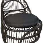 Πολυθρόνα Tromso paakoworld pe rattan σε μαύρη απόχρωση με μαύρο μαξιλάρι 80x85x98εκ