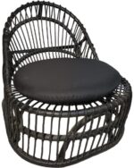 Πολυθρόνα Tromso paakoworld pe rattan σε μαύρη απόχρωση με μαύρο μαξιλάρι 80x85x98εκ
