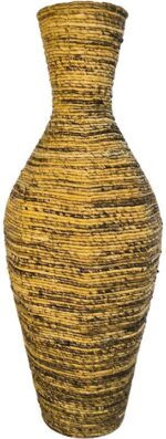Διακοσμητικό βάζο Lerpon Inart banana rope σε φυσική απόχρωση Φ40x100εκ