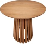 Τραπέζι Kenda I pakoworld mindi ξύλο σε φυσική απόχρωση Φ80x75εκ - Image 3