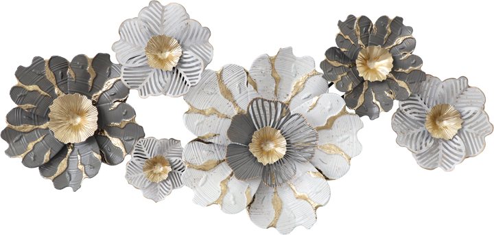 345-000005 Διακοσμητικό τοίχου Daisy Inart μέταλλο σε χρυσή-λευκή απόχρωση 131x64x9.5εκ - Image 1