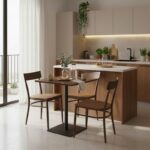 Τραπέζι Nerobian pakoworld mdf σε καρυδί απόχρωση 60x60x75εκ - Image 2