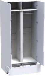 Ντουλάπα δίφυλλη Afina pakoworld mdf σε λευκή glossy απόχρωση 100x57x213εκ - Image 3