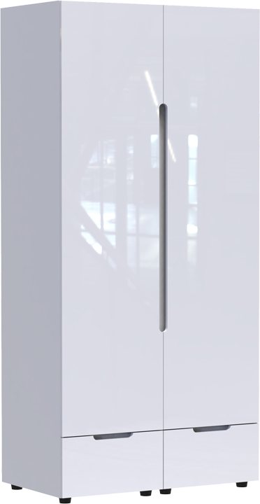 361-000017 Ντουλάπα δίφυλλη Afina pakoworld mdf σε λευκή glossy απόχρωση 100x57x213εκ - Image 1