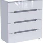 Συρταριέρα Afina pakoworld mdf σε λευκή glossy απόχρωση 90x44x101εκ