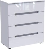 Συρταριέρα Afina pakoworld mdf σε λευκή glossy απόχρωση 90x44x101εκ
