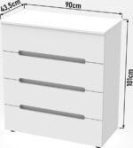 Συρταριέρα Afina pakoworld mdf σε λευκή glossy απόχρωση 90x44x101εκ - Image 6