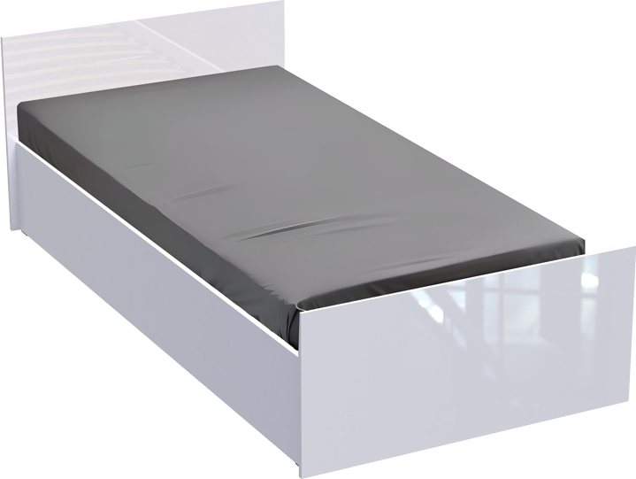 361-000020 Κρεβάτι μονό Afina pakoworld σε λευκή glossy απόχρωση 90x200εκ - Image 1
