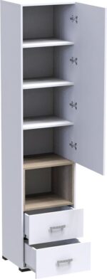 Βιτρίνα-στήλη Toscana pakoworld σε λευκή απόχρωση 50x42x222.5εκ - Image 3