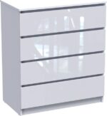 Συρταριέρα Dicama pakoworld mdf σε λευκη glossy απόχρωση 90x47x101εκ