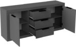 Μπουφές Doha pakoworld σε ανθρακί απόχρωση 180x45x80.5εκ - Image 3