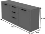 Μπουφές Doha pakoworld σε ανθρακί απόχρωση 180x45x80.5εκ - Image 5