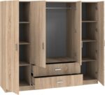 Ντουλάπα τετράφυλλη Royal pakoworld με συρτάρια sonoma 200x58x177εκ - Image 2