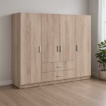 Ντουλάπα τετράφυλλη Royal pakoworld με συρτάρια sonoma 200x58x177εκ - Image 3