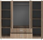 Ντουλάπα τετράφυλλη Royal pakoworld με συρτάρια sonoma 200x58x177εκ - Image 4