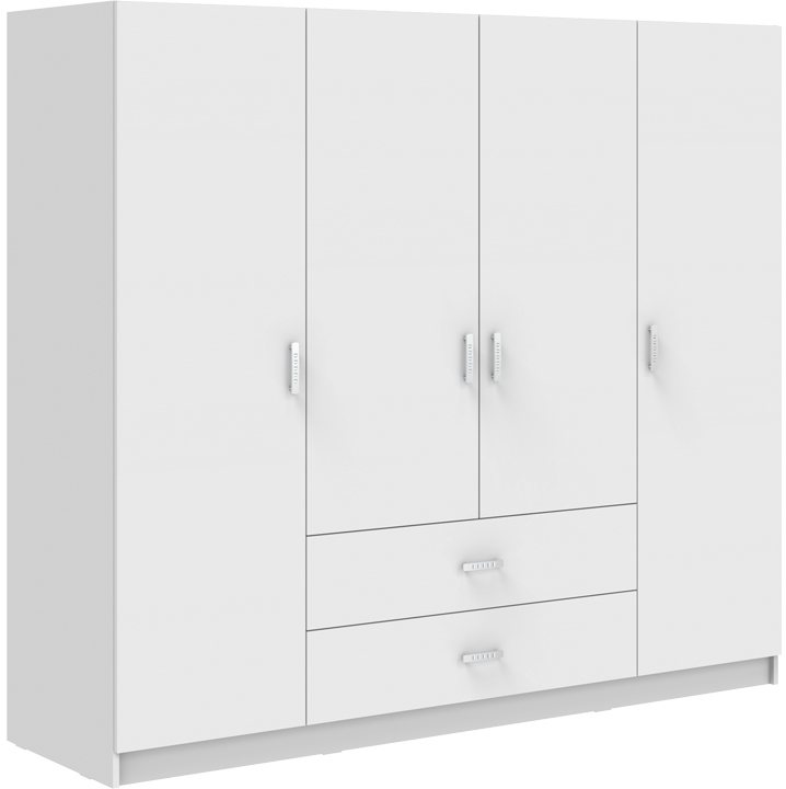 361-000112 Ντουλάπα τετράφυλλη Royal pakoworld με συρτάρια λευκό 200x58x177εκ - Image 1