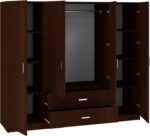 Ντουλάπα τετράφυλλη Royal pakoworld με συρτάρια wenge 200x58x177εκ - Image 2