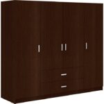 Ντουλάπα τετράφυλλη Royal pakoworld με συρτάρια wenge 200x58x177εκ
