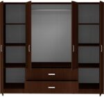 Ντουλάπα τετράφυλλη Royal pakoworld με συρτάρια wenge 200x58x177εκ - Image 4