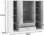 Ντουλάπα τετράφυλλη Royal pakoworld με συρτάρια wenge 200x58x177εκ - Image 5