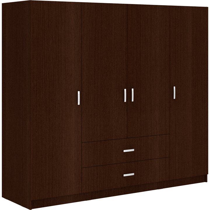 361-000113 Ντουλάπα τετράφυλλη Royal pakoworld με συρτάρια wenge 200x58x177εκ - Image 1
