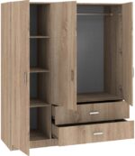 Ντουλάπα τρίφυλλη Royal pakoworld με συρτάρια sonoma 150x58x177εκ - Image 2