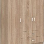 Ντουλάπα τρίφυλλη Royal pakoworld με συρτάρια sonoma 150x58x177εκ