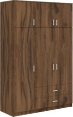 Ντουλάπα τρίφυλλη με συρτάρια Royal pakoworld καρυδι-oak 150x58x230εκ - Image 2