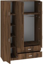 Ντουλάπα τρίφυλλη με συρτάρια Royal pakoworld καρυδι-oak 150x58x230εκ - Image 3