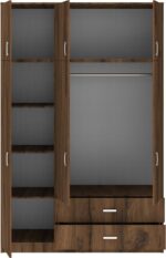 Ντουλάπα τρίφυλλη με συρτάρια Royal pakoworld καρυδι-oak 150x58x230εκ - Image 4