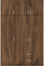 Ντουλάπα τρίφυλλη με συρτάρια Royal pakoworld καρυδι-oak 150x58x230εκ - Image 5