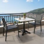 Τραπέζι μαρμάρινο Marmol pakoworld μαντέμι σε λευκή-μαύρη απόχρωση 70x70x71.8εκ - Image 2