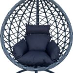 Κούνια φωλιά με βάση Lyere pakoworld μέταλλο ανθρακί pe rattan σε γκρι απόχρωση 120x108x195εκ