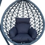 Κούνια φωλιά με βάση Lyere pakoworld μέταλλο ανθρακί pe rattan σε γκρι απόχρωση 120x108x195εκ - Image 5