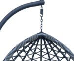 Κούνια φωλιά με βάση Lyere pakoworld μέταλλο ανθρακί pe rattan σε γκρι απόχρωση 120x108x195εκ - Image 6