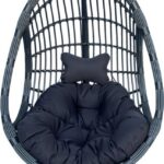 Κούνια φωλιά με βάση Cungo pakoworld μέταλλο ανθρακί pe rattan σε γκρι απόχρωση 125x105x195εκ